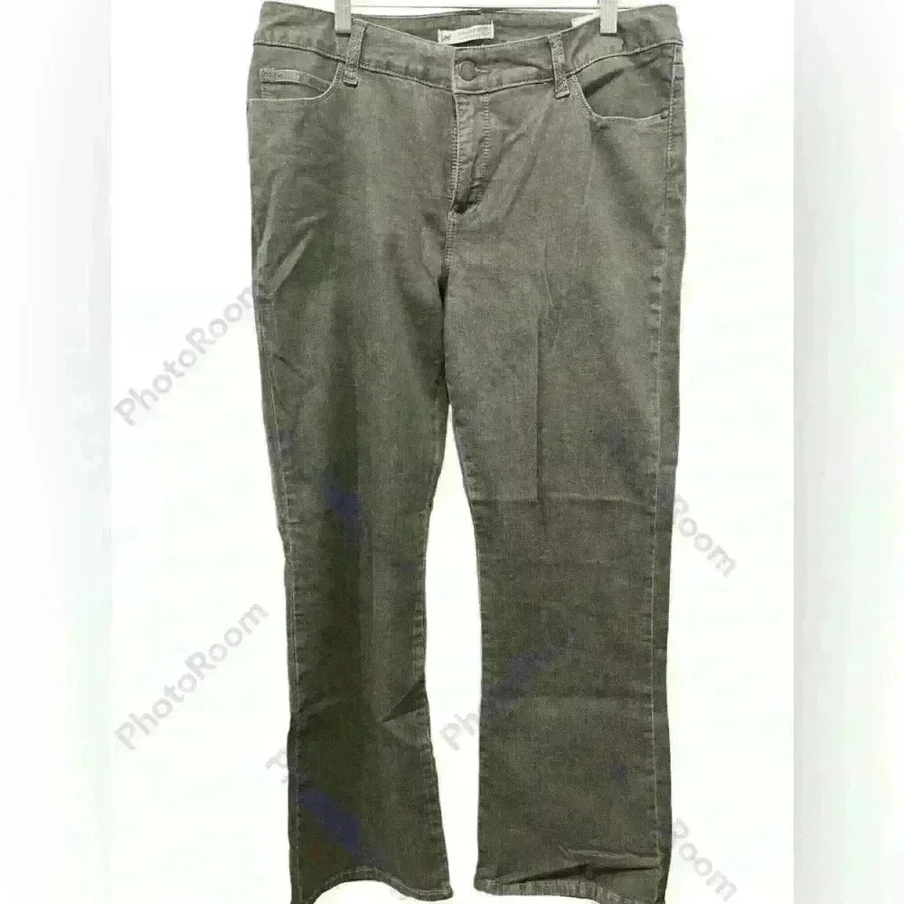 Women's Lee Sz 18s Slender Secret  Black Jeans Boot Cut Stretch Flap Pocket